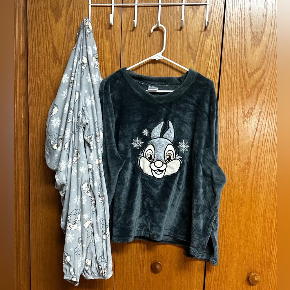 Gray and Black Cartoon Character Pajama Set